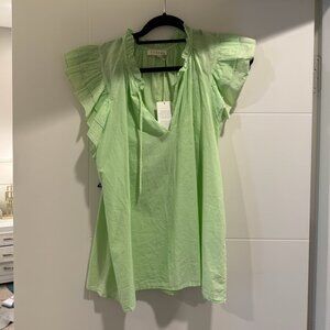 Light Green, Frilly Sleeved Blouse